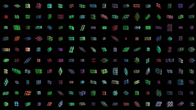 Microsoft advances materials discovery with MatterGen Illustration of new compounds being tested to illustrate the MatterGen diffusion model from Microsoft that uses AI to speed up materials discovery.