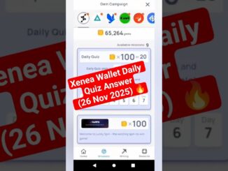 Xenea Wallet Daily Quiz Answer (26 Nov 2025) 🔥 | Free Crypto Mining 2025 | #xeneawallet #xenea
