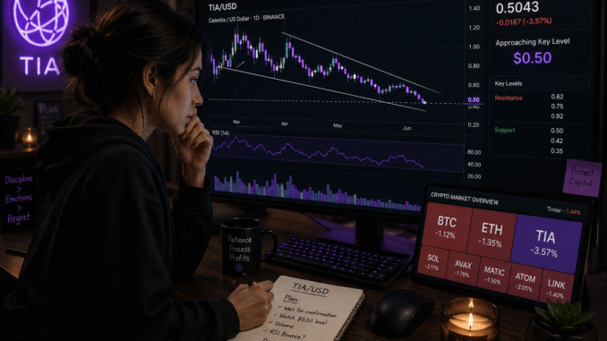 A trader analyzing the TIA/USD bullish structure