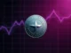 Cardano ADA coin with purple gradient price chart grid in studio lighting