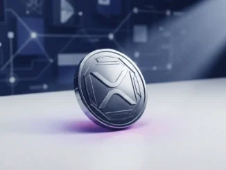 XRP cryptocurrency token with corporate banking network infrastructure in studio lighting