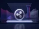XRP-inspired coin above a glowing support zone with regulatory and liquidity signals converging