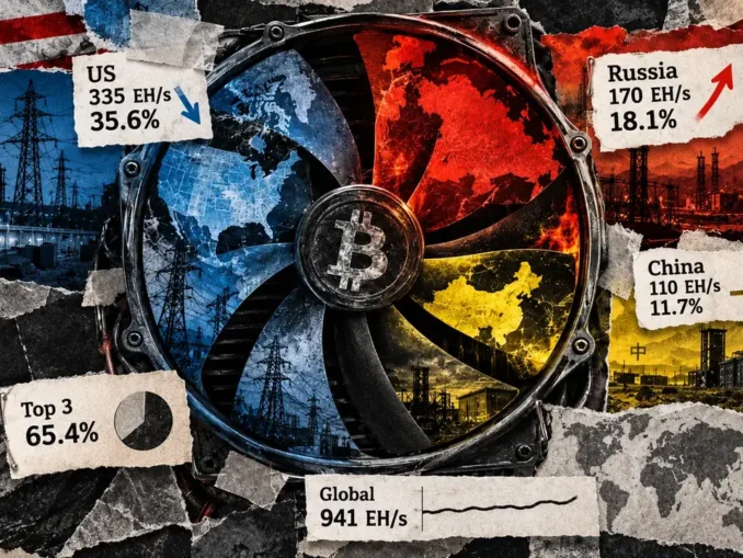 3 countries control 66% of Bitcoin mining, but 1 rival is gaining